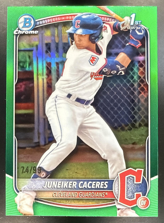 2025 Bowman Chrome Juneiker Caceres #BCP-231 Green Refractor 74/99 1st Prospect