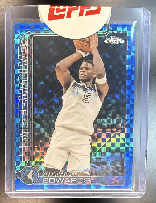 2025-26 Topps Chrome Anthony Edwards #151 Blue X-Fractor Timberwolves