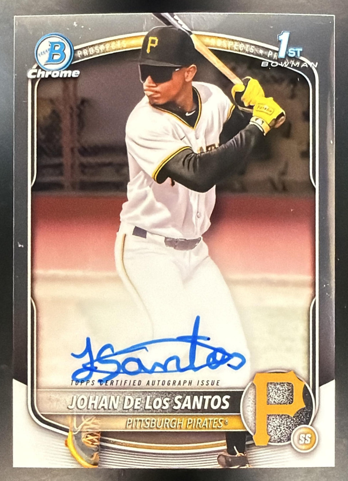 2025 Bowman Chrome Johan De Los Santos #CPA-JDLS Auto 1st Prospect Pirates