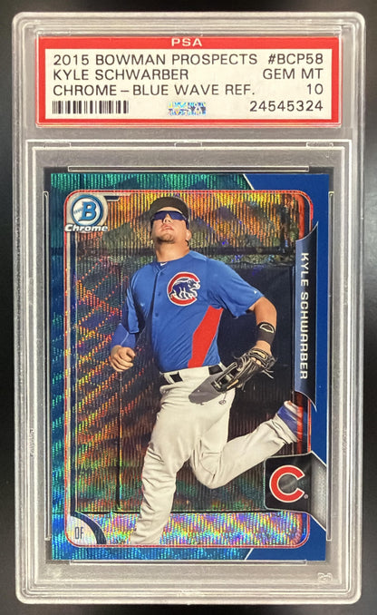 2015 Bowman Kyle Schwarber #BCP58 Chrome Prospects Blue Wave PSA 10