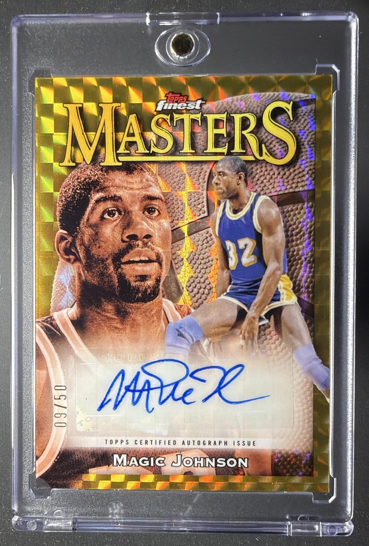 2023 Topps Finest Magic Johnson #MA-MJ Masters Auto Gold Geometric Refractor /50
