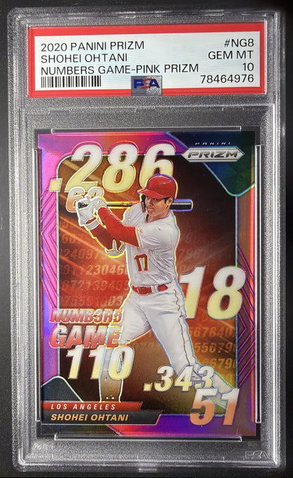 2020 Panini Prizm Shohei Ohtani #NG-8 Numbers Game Pink PSA 10