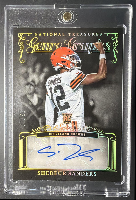 2025 Panini National Treasures Shedeur Sanders #GG-SSS Genre Graphs Auto Holo Gold /10 RC