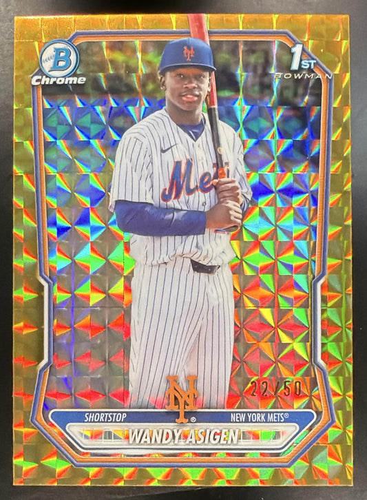 2026 Bowman Chrome Wandy Asigen #BCP-152 Gold Geometric Refractor 22/50 1st Prospect