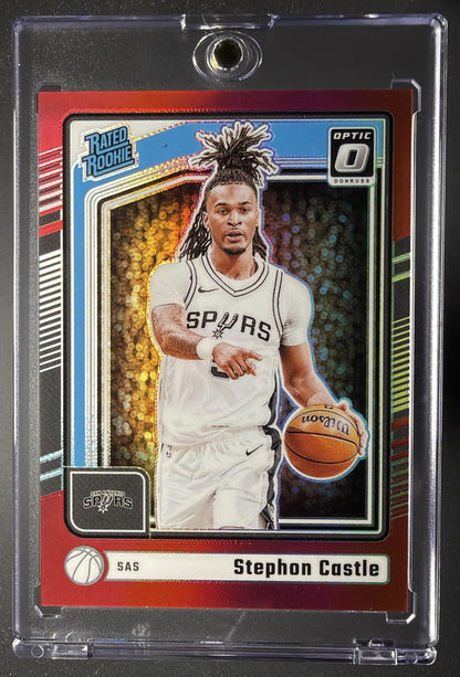 2024-25 Panini Donruss Optic Stephon Castle #254 Red Prizm 75/99 RC Rated Rookie