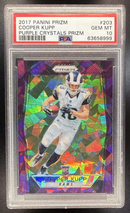 2017 Panini Prizm Cooper Kupp #203 Purple Crystals 72/75 RC PSA 10