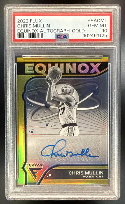 2022-23 Panini Flux Chris Mullin #EA-CML Equinox Auto Gold 4/10 PSA 10