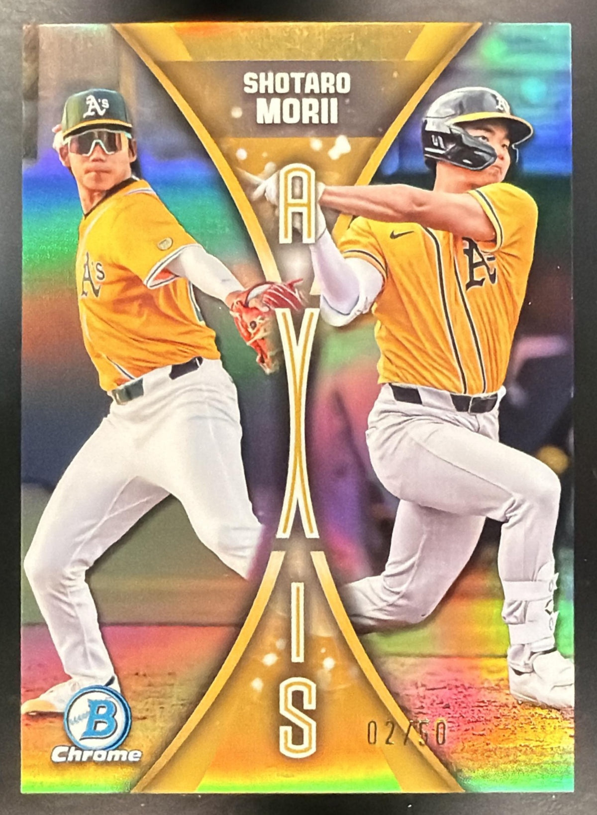 2025 Bowman Draft Shotaro Morii #A-18 Axis Chrome Gold Refractor 2/50