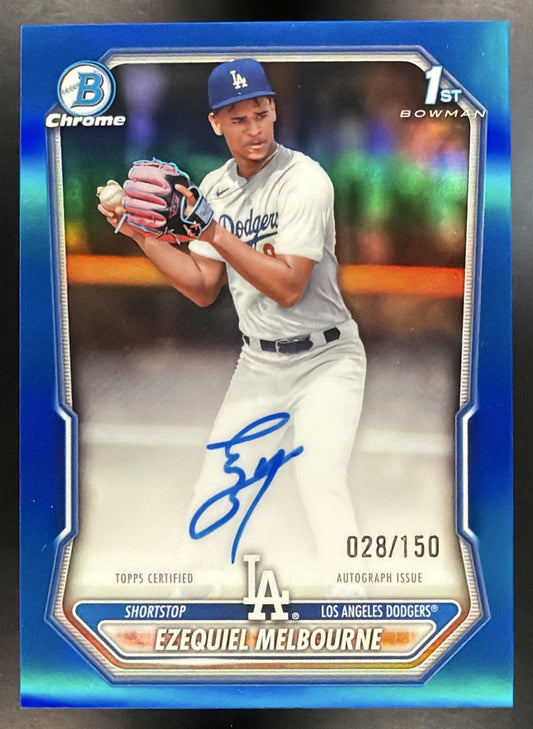 2026 Bowman Chrome Ezequiel Melbourne #CPA-EM Auto Blue Refractor 28/150 1st Prospect