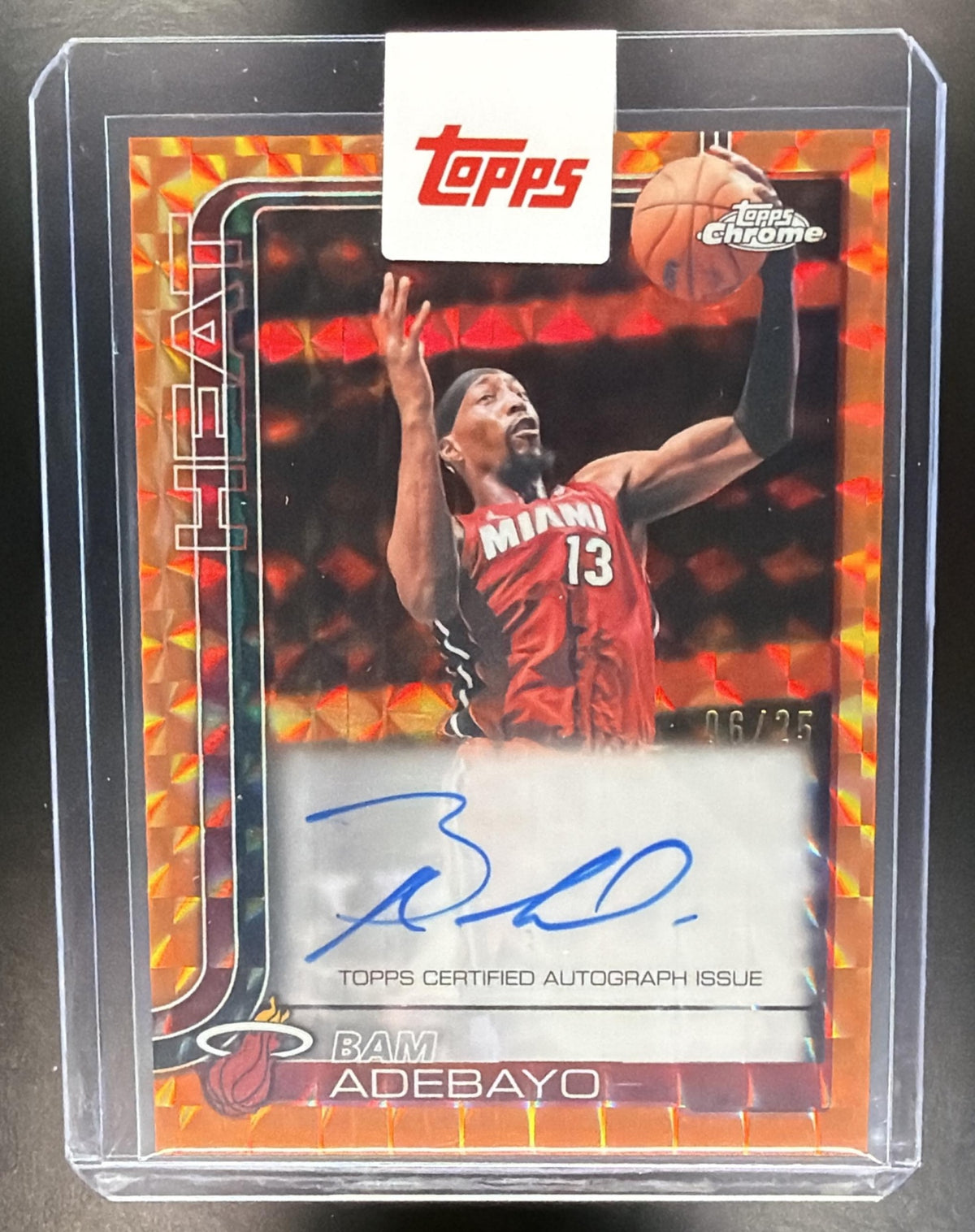 2025-26 Topps Chrome Update Bam Adebayo #TCA-BAM Auto Orange Refractor 6/25