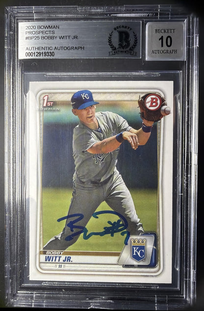2020 Bowman Bobby Witt Jr. #BP-25 1st Prospect Beckett Authentic Auto
