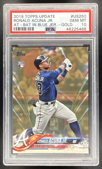 2018 Topps Update Ronald Acuna Jr. #US250 Gold 1194/2018 RC PSA 10