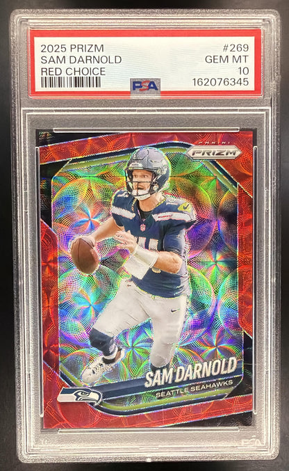 2025 Panini Prizm Sam Darnold #269 Choice Red 3/20 PSA 10