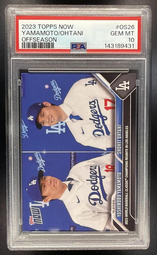 2023 Topps Now Off-Season Yoshinobu Yamamoto Shohei Ohtani #OS-26 PSA 10 Dodgers