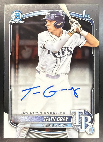 2025 Bowman Draft Taitn Gray #CPA-TG Chrome Auto 1st Prospect Rays