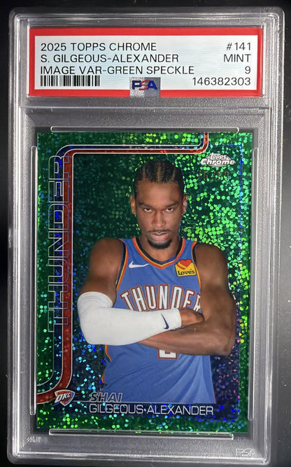 2025 Topps Chrome Shai Gilgeous-Alexander #141 Image Variation Green Speckle /99 PSA 9