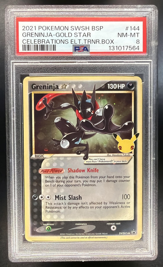 2021 Pokemon 25th Celebration Greninja Gold Star SWSH144 PSA 8