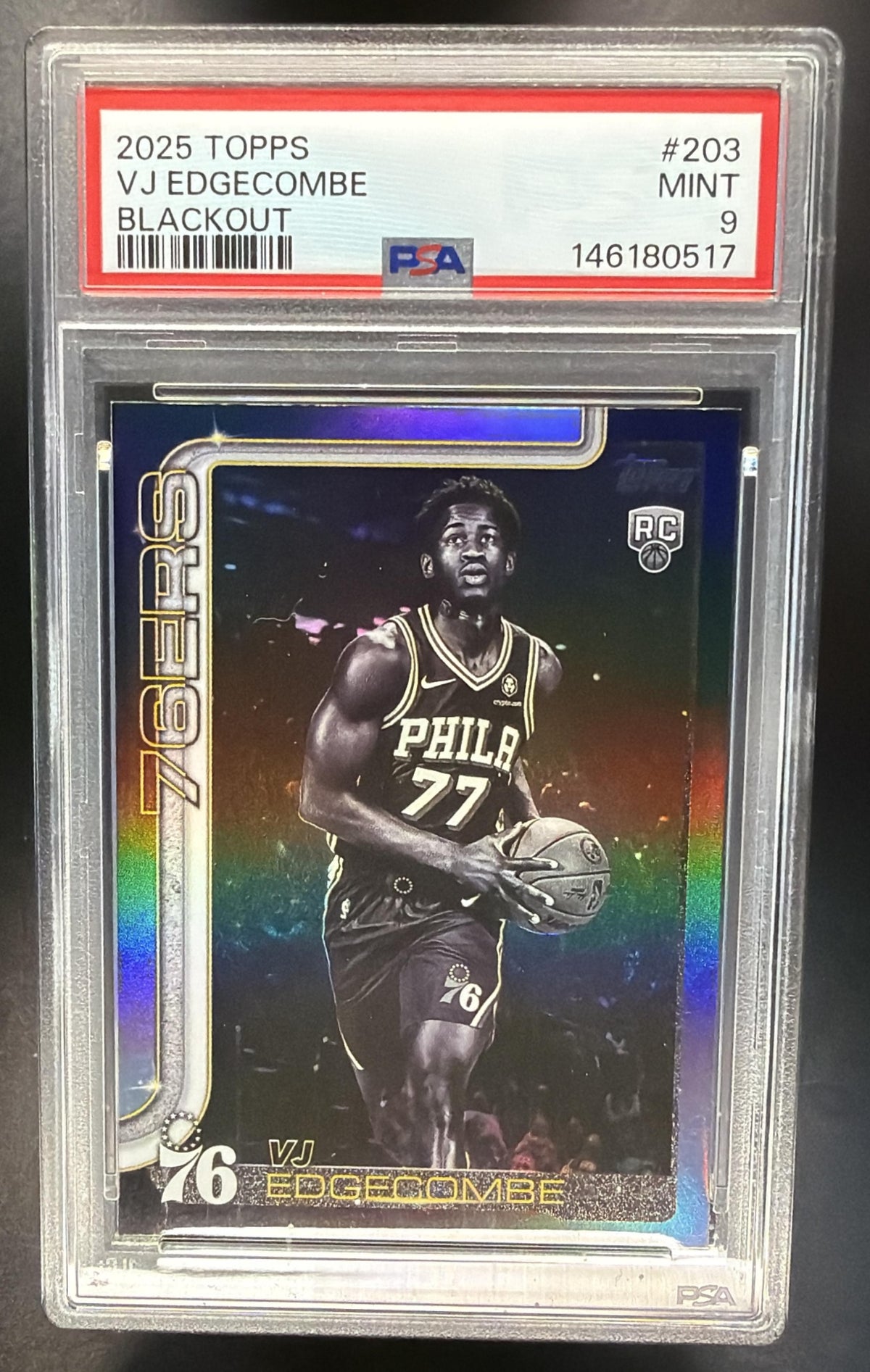 2025-26 Topps VJ Edgecombe #203 Blackout Variation PSA 9