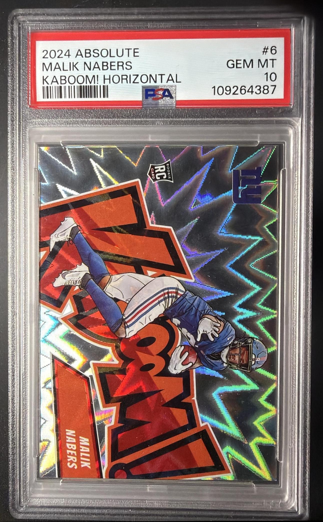 2024 Panini Absolute Malik Nabers #6 Kaboom Horizontal RC SSP PSA 10