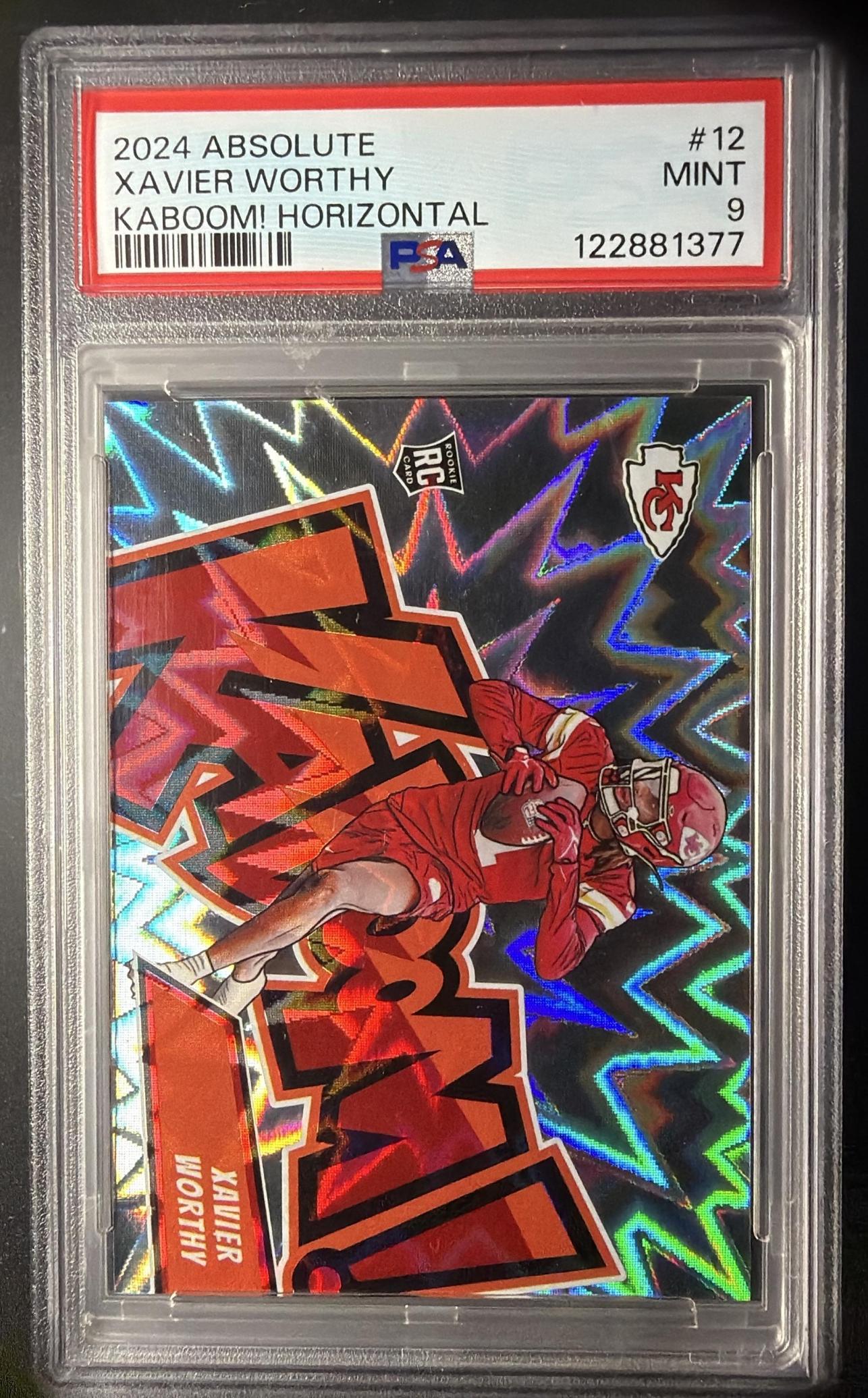 2024 Panini Absolute Xavier Worthy #12 Kaboom Horizontal RC SSP PSA 9