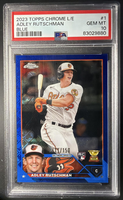 2023 Topps Chrome Logofractor Adley Rutschman #1 Blue Logofractor /150 RC PSA 10