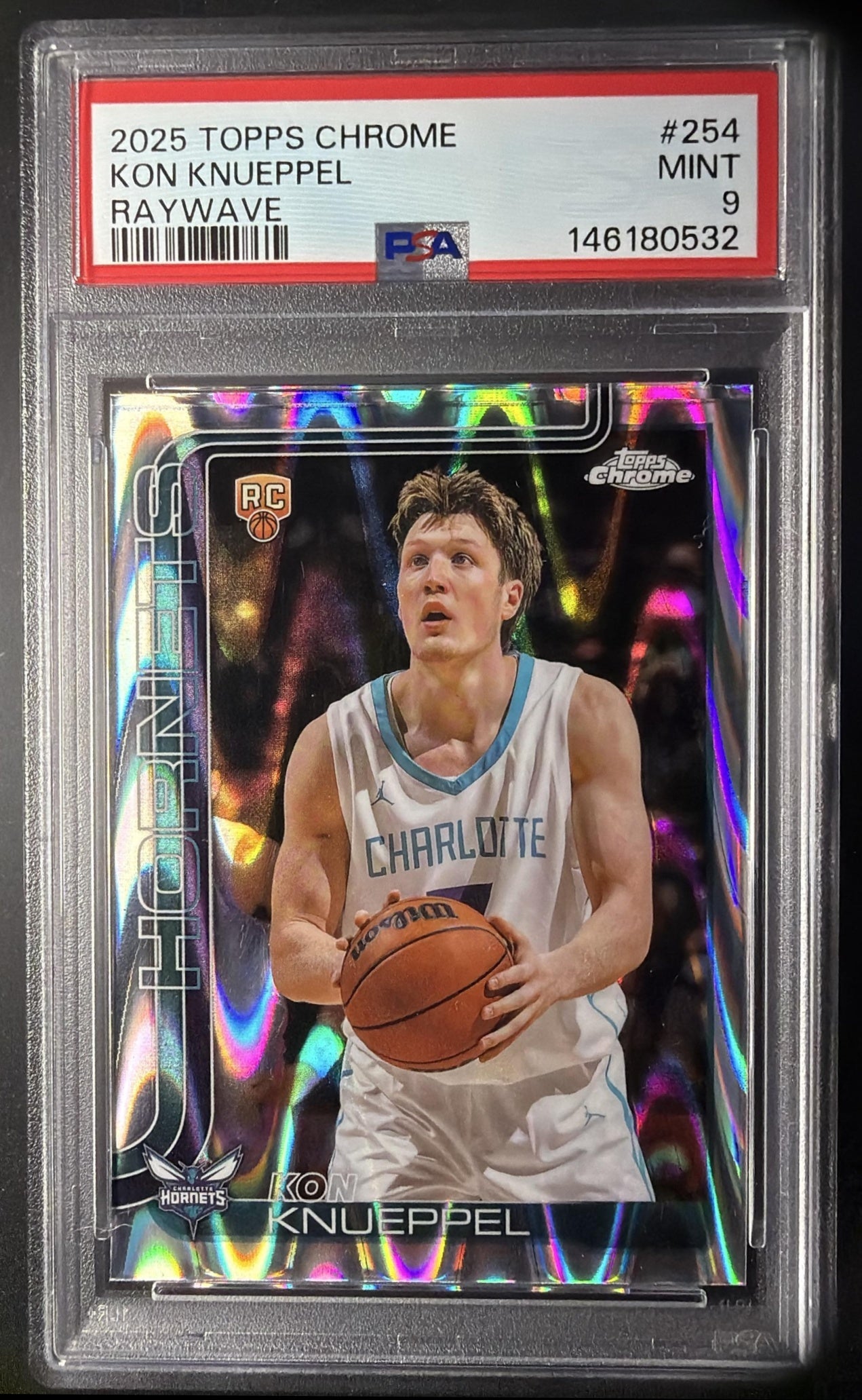 2025-26 Topps Chrome Kon Knueppel #254 RayWave Refractor RC PSA 9