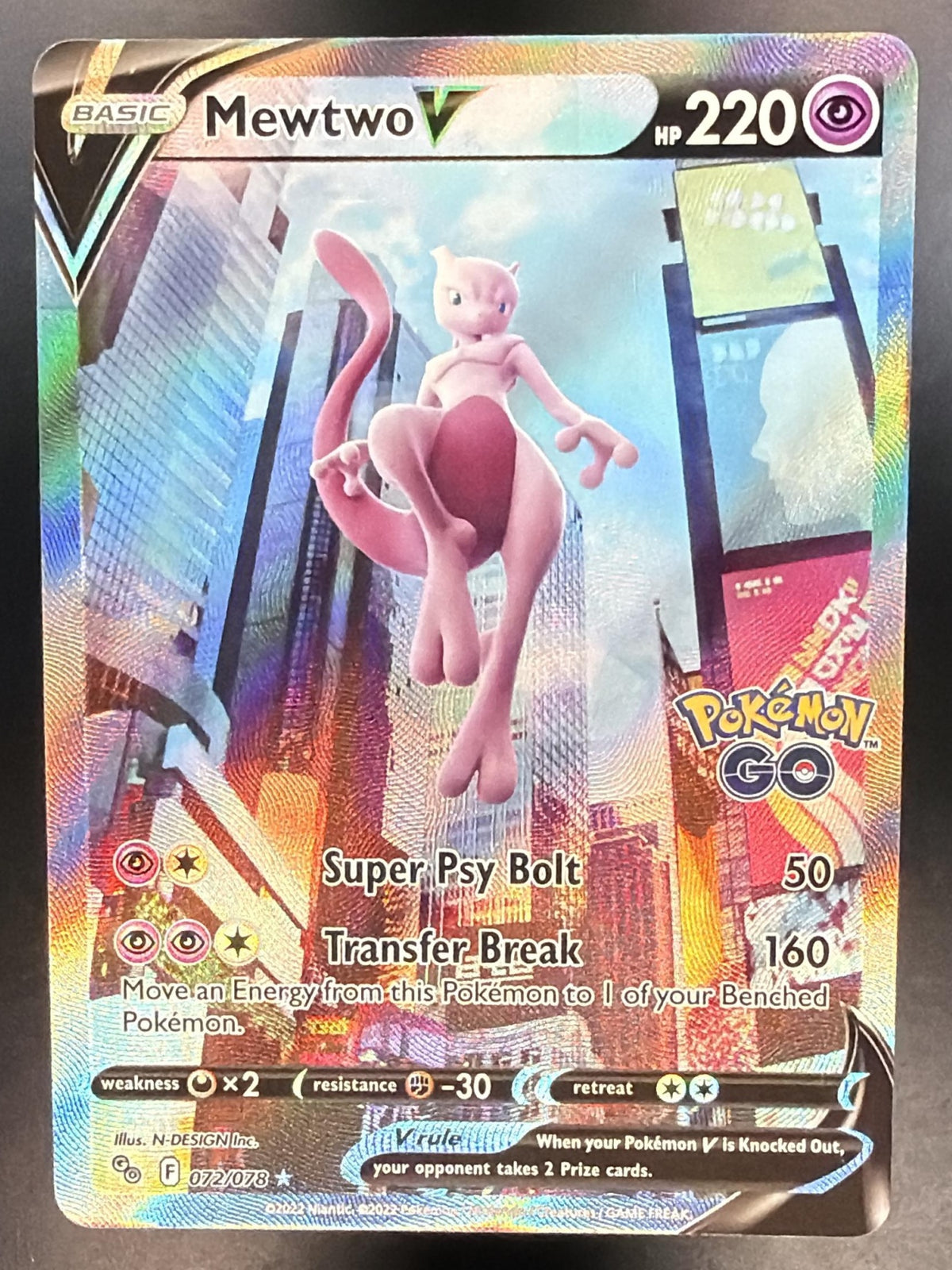 2022 Pokemon Pokemon GO Mewtwo V 072/078 NM