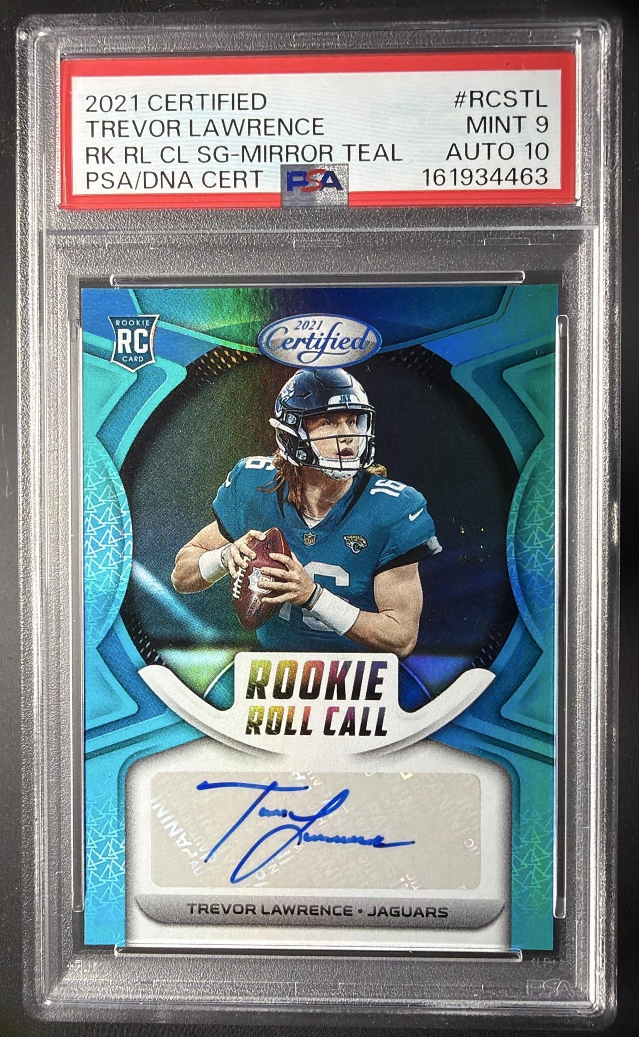 2021 Panini Certified Trevor Lawrence #RCS-TL Rookie Mirror Teal /7 Auto RC PSA 9