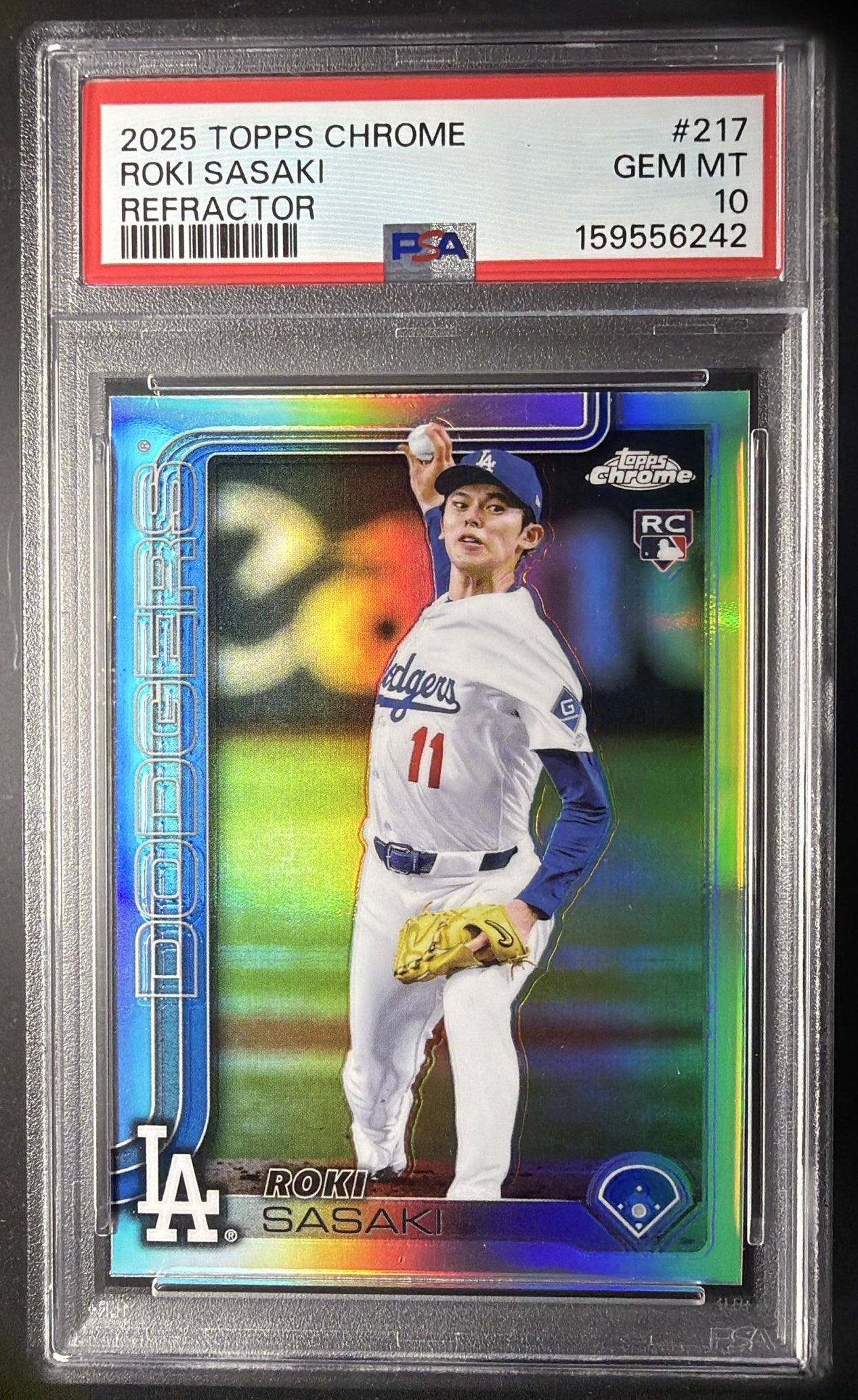 2025 Topps Chrome Roki Sasaki #217 Refractor RC PSA 10