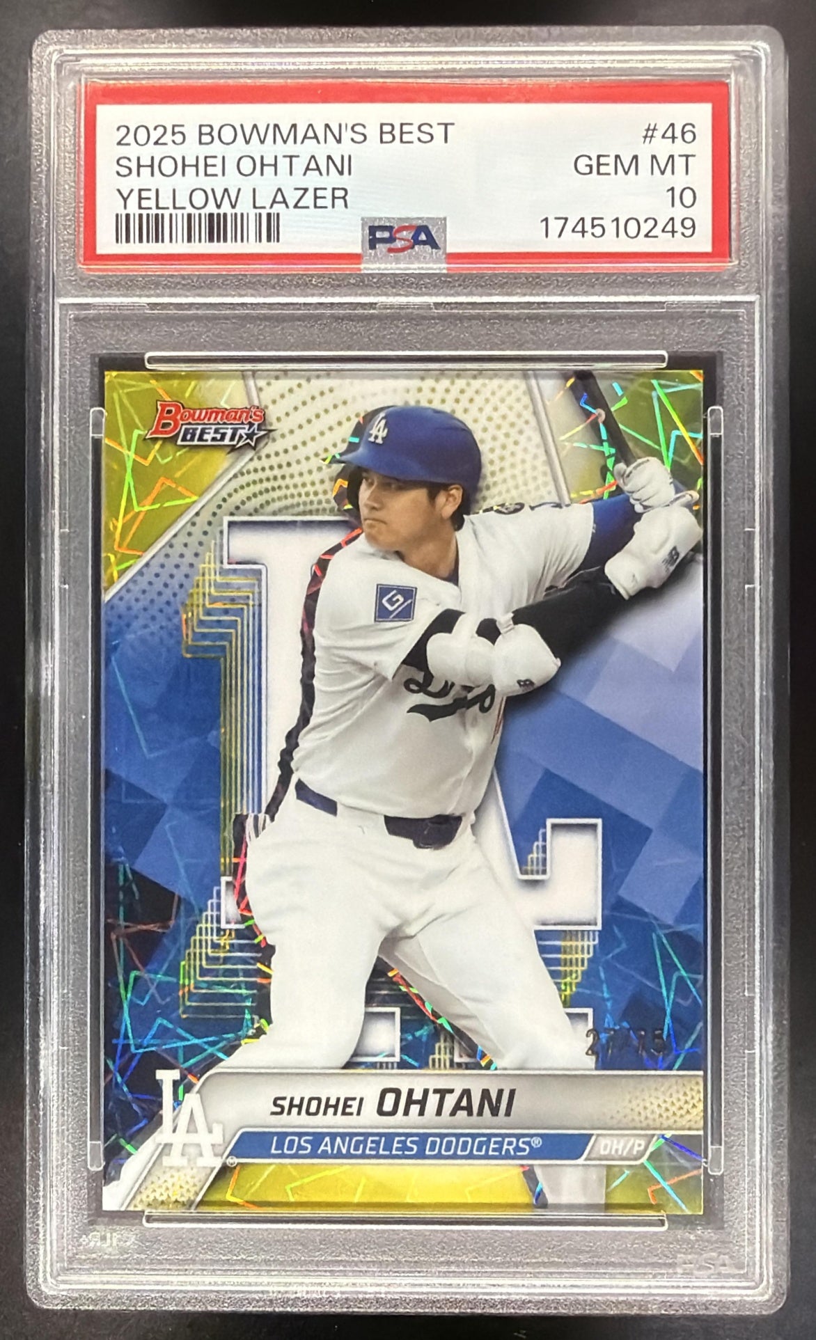 2025 Bowman's Best Shohei Ohtani #46 Yellow Lazer Refractor /75 PSA 10