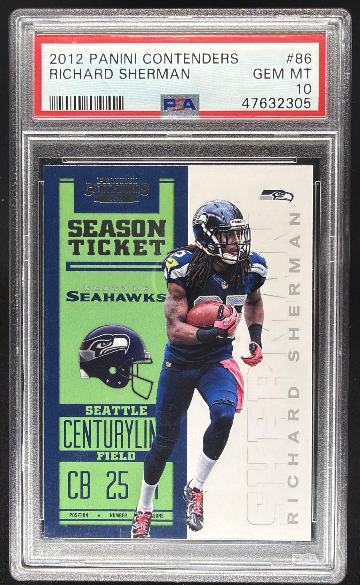 2012 Panini Contenders Richard Sherman #86 Season Ticket RC PSA 10