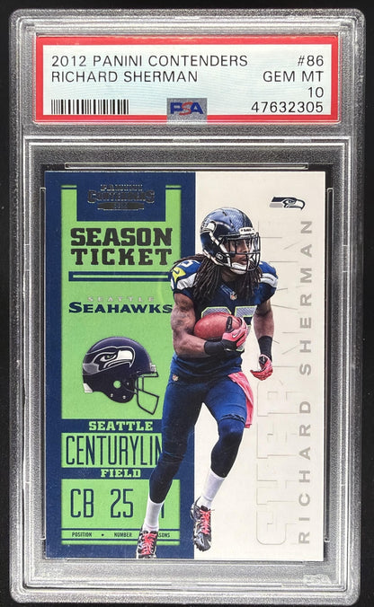 2012 Panini Contenders Richard Sherman #86 Season Ticket RC PSA 10