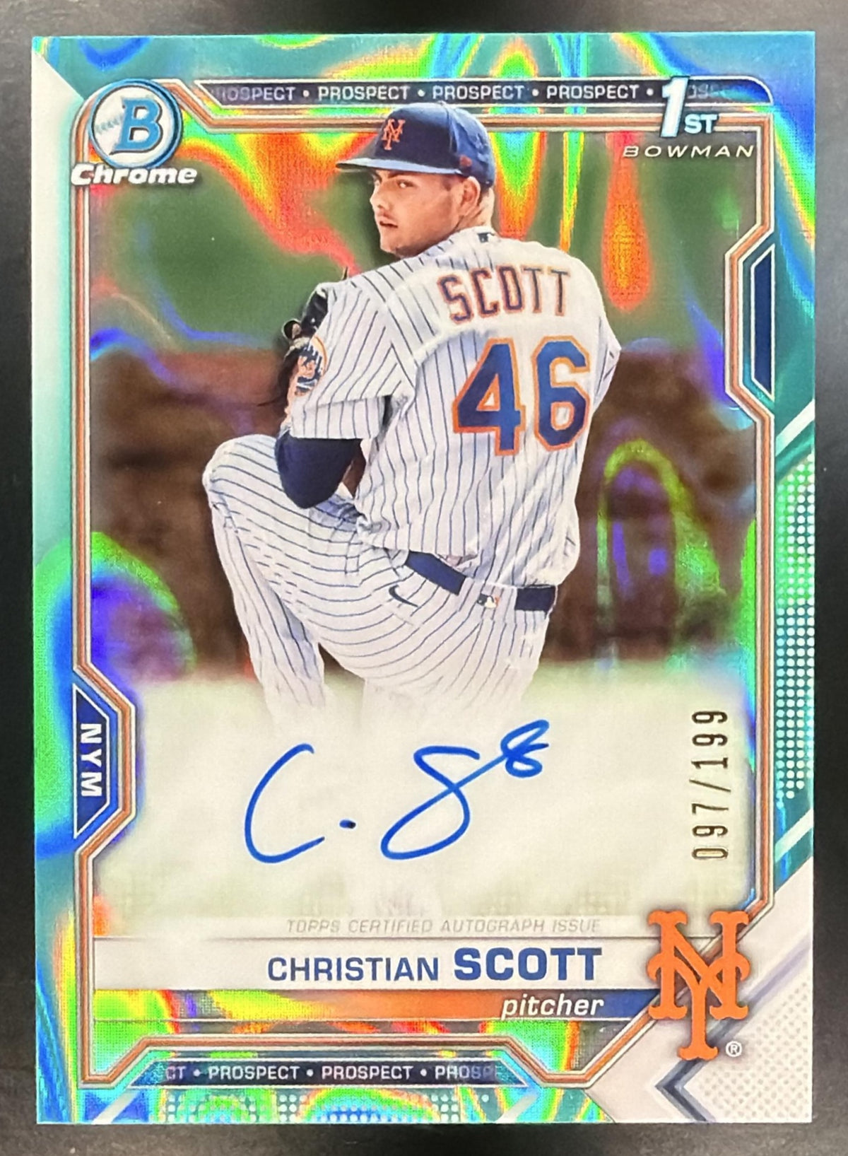 2021 Bowman Draft Christian Scott #CDA-CS 1st Auto Aqua Lava Refractor 097/199