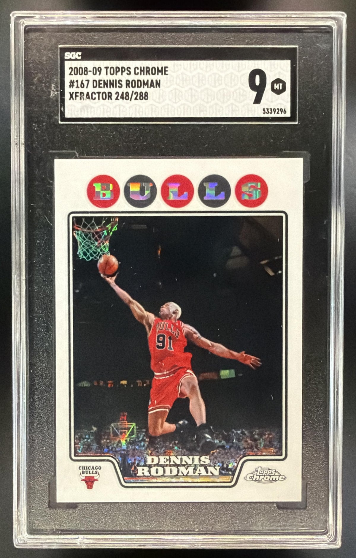 2008-09 Topps Chrome Dennis Rodman #167 X Fractors 248/288 SGC 9