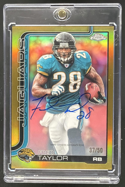2025 Topps Chrome Fred Taylor #CLA-FT Legends Auto Gold Refractor 37/50