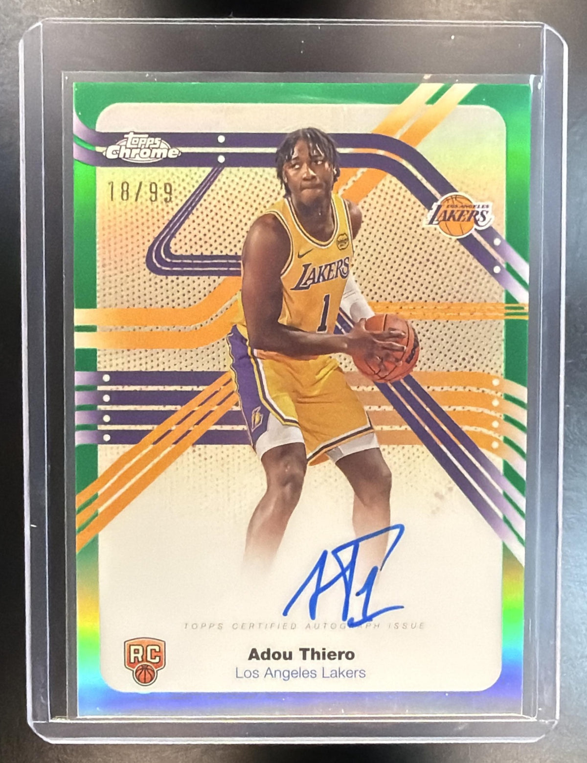 2025-26 Topps Chrome NBA Adou Thiero #NS-AT Green Refractor Next Stop Auto 18/99 RC