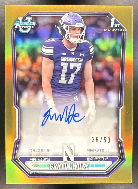 2026 Bowman Griffin Wilde #BCPA-GW Chrome Auto Gold Refractor 38/50 1st Prospect