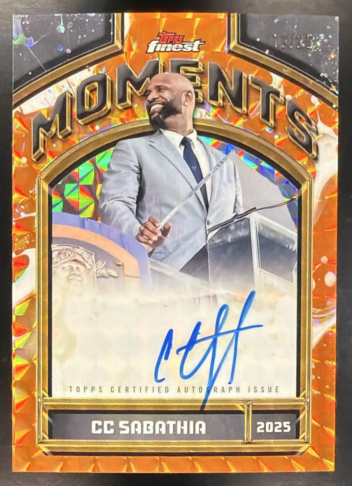 2026 Topps Finest Baseball CC Sabathia #FMA-CC Finest Moments Auto Orange Geometric 12/25