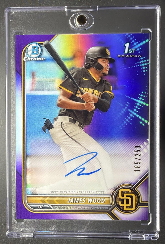 2022 Bowman James Wood #CPA-JWD Chrome Prospect Auto Purple Refractor 185/250