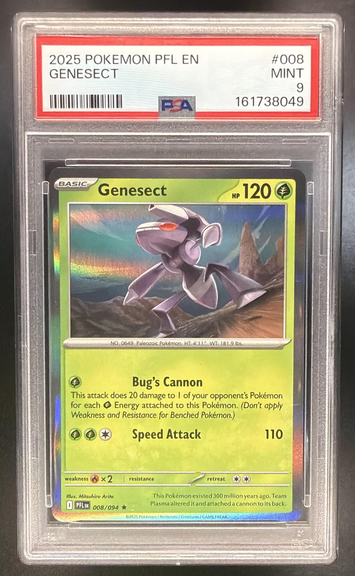 2025 Pokemon Phantasmal Flames Genesect Holo 008/094 PSA 9