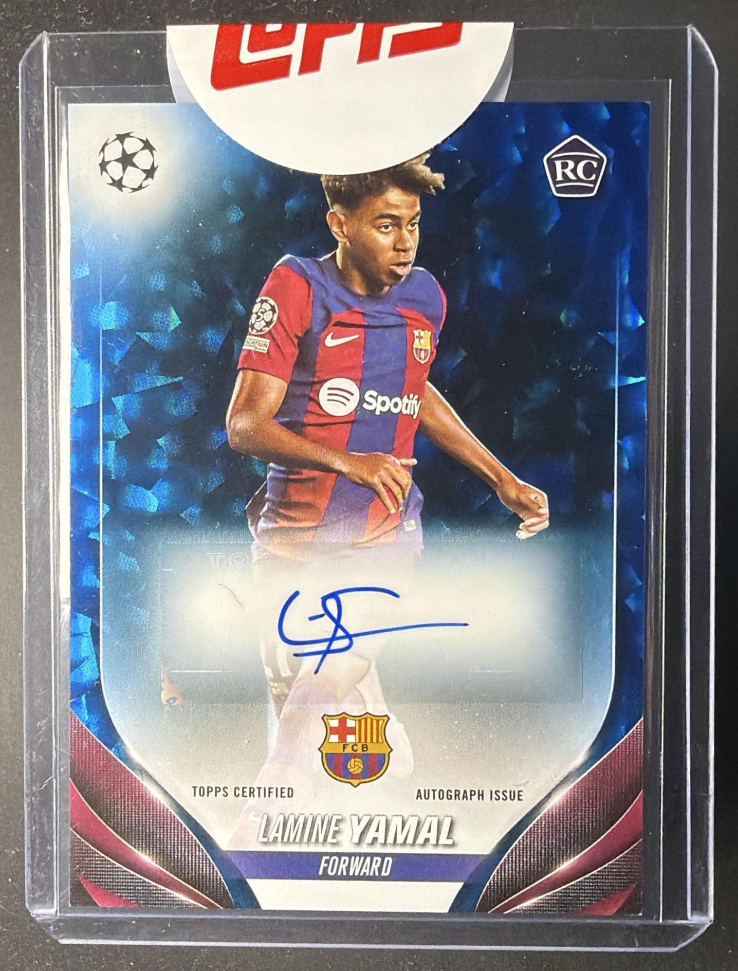 2023 Topps UEFA Club Competitions Lamine Yamal #A-LY Auto Blue Icy Foilboard /99