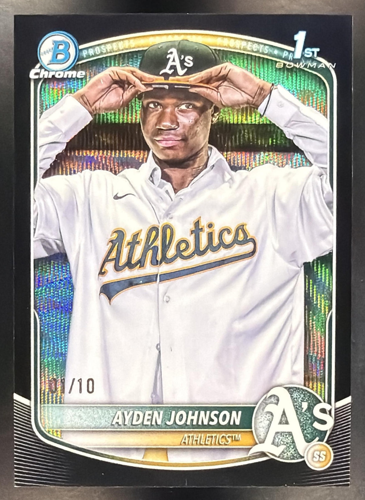 2025 Bowman Chrome Baseball Ayden Johnson #BCP-197 1st Black Wave 01/10