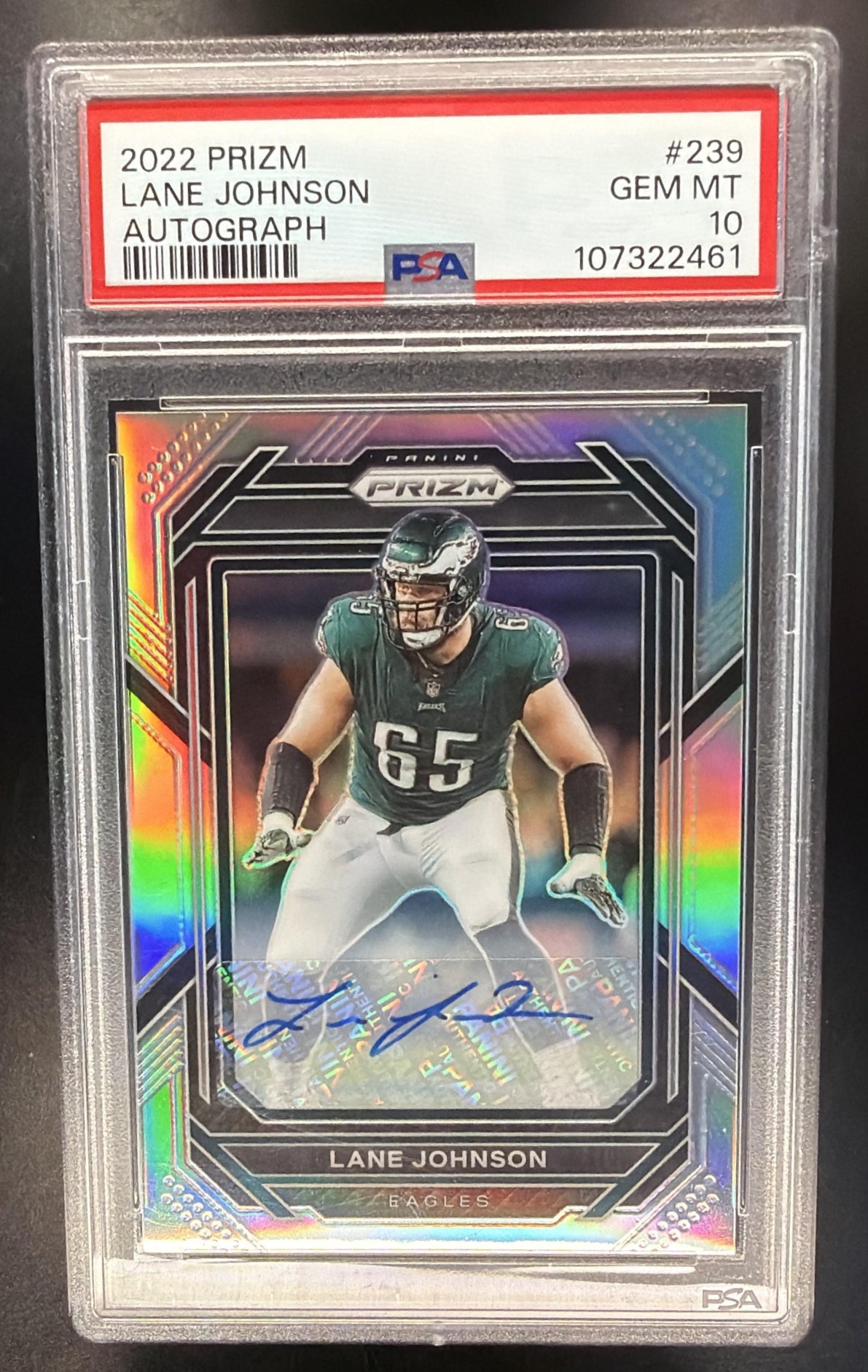 2022 Panini Prizm Lane Johnson #239 Auto Silver PSA 10