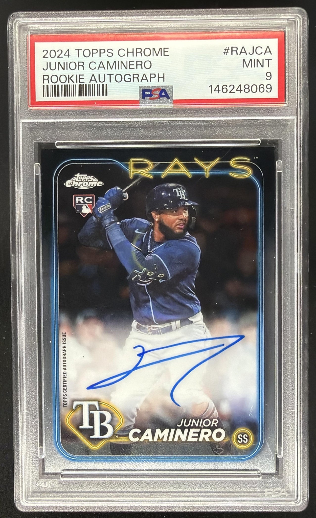 2024 Topps Chrome Junior Caminero #RA-JCA Rookie Auto RC PSA 9
