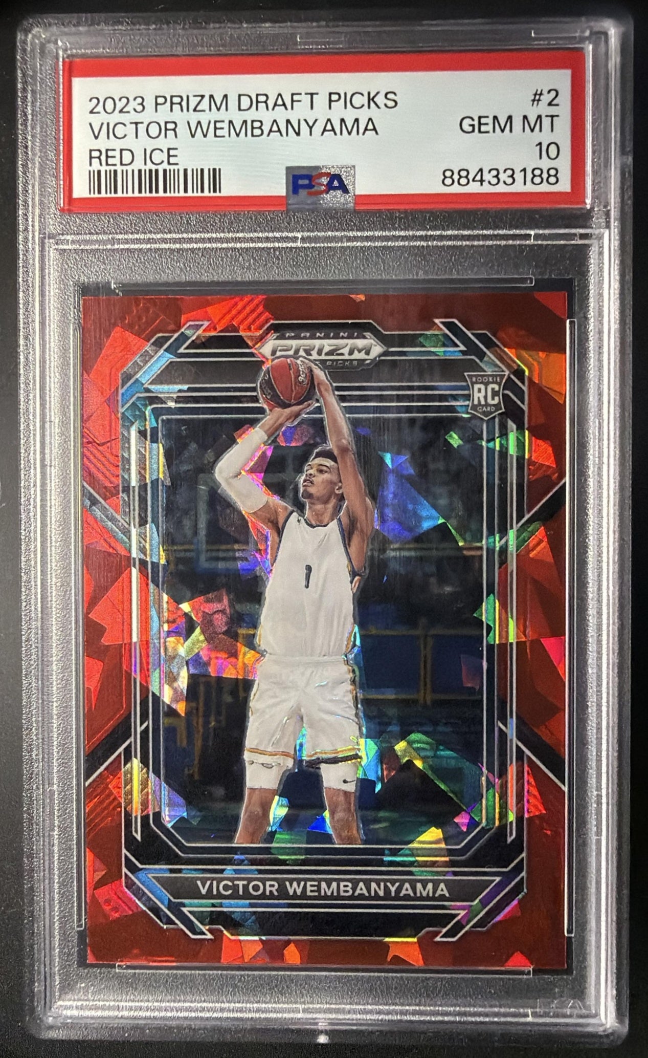 2023-24 Panini Prizm Draft Picks Victor Wembanyama #2 Red Ice RC PSA 10