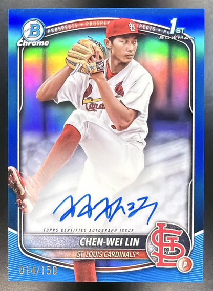 2025 Bowman Chen-Wei Lin #CPA-CL Chrome Auto Blue Refractor 014/150 1st