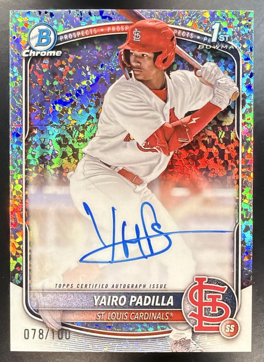 2025 Bowman Chrome Baseball Yairo Padilla #CPA-YP Auto Mini Diamond Refractor 078/100 1st