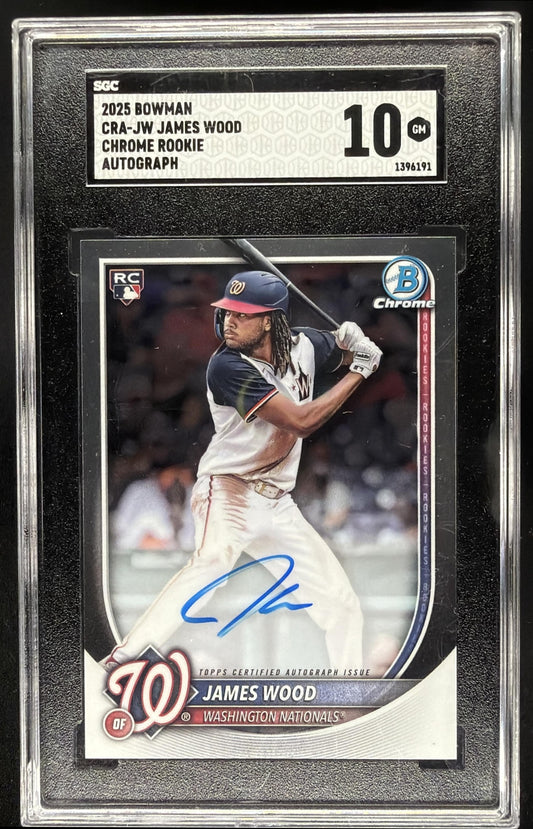 2025 Bowman James Wood #CRA-JW Chrome Rookie Auto RC SGC 10