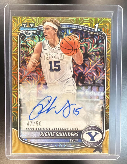 2025-26 Bowman University Richie Saunders #CPA-RS Gold Mojo Auto /50 1st Bowman