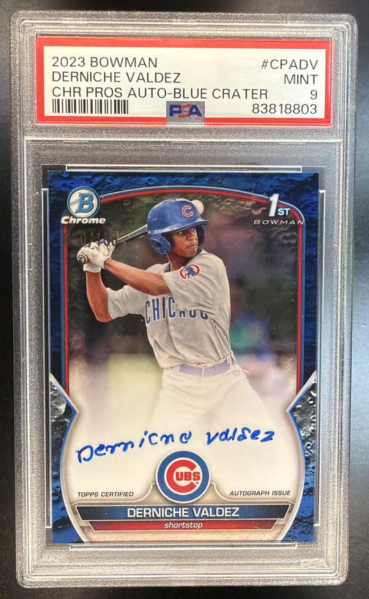 2023 Bowman Derniche Valdez #CPA-DV Blue Crater Auto /150 1st Bowman PSA 9